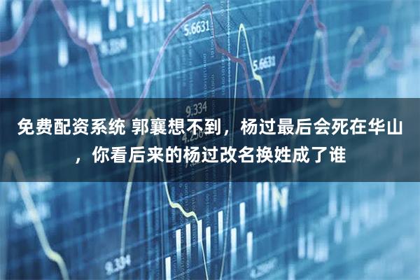 免费配资系统 郭襄想不到，杨过最后会死在华山，你看后来的杨过改名换姓成了谁