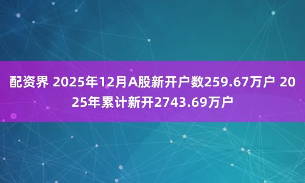 配资界 2025年12月A股新开户数259.67万户 2025年累计新开2743.69万户